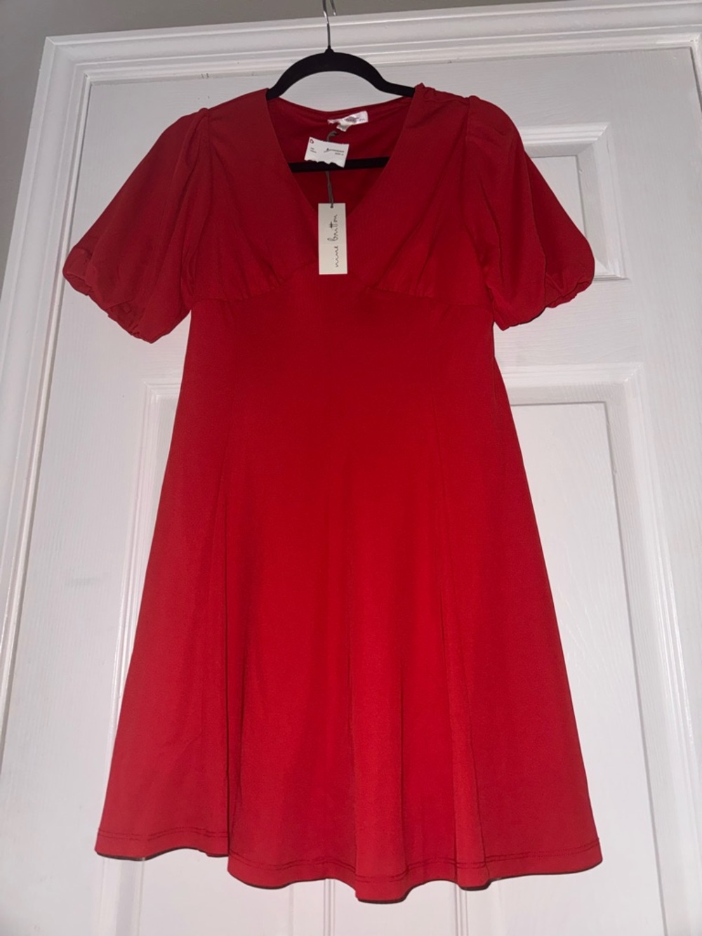 nine britton Red Dress with V-Neck